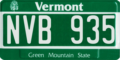 VT license plate NVB935