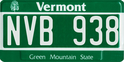VT license plate NVB938