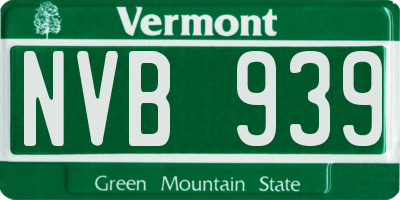 VT license plate NVB939