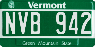 VT license plate NVB942