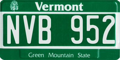 VT license plate NVB952