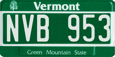 VT license plate NVB953
