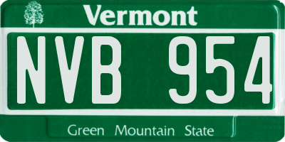 VT license plate NVB954