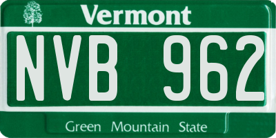 VT license plate NVB962