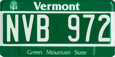 VT license plate NVB972