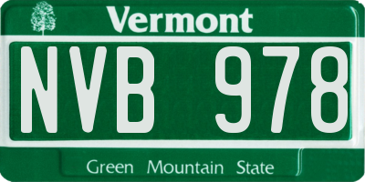 VT license plate NVB978