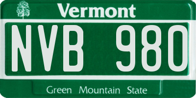 VT license plate NVB980