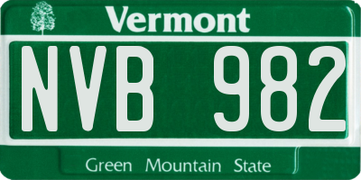 VT license plate NVB982