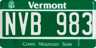 VT license plate NVB983
