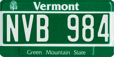 VT license plate NVB984