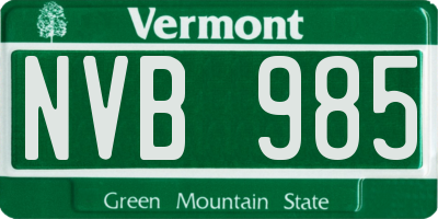 VT license plate NVB985