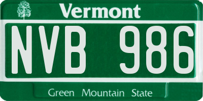 VT license plate NVB986