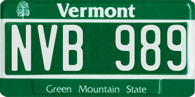 VT license plate NVB989