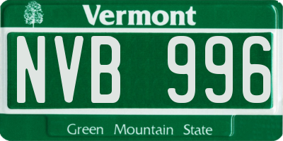 VT license plate NVB996
