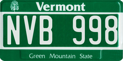 VT license plate NVB998