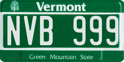 VT license plate NVB999