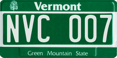 VT license plate NVC007