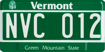 VT license plate NVC012