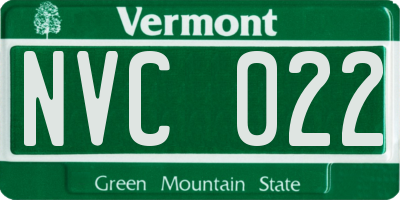 VT license plate NVC022