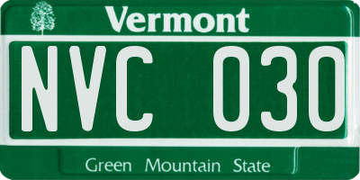 VT license plate NVC030