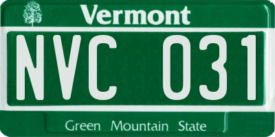 VT license plate NVC031