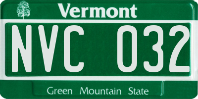 VT license plate NVC032