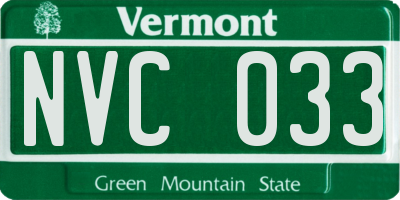 VT license plate NVC033