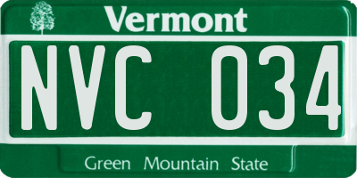 VT license plate NVC034
