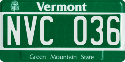 VT license plate NVC036