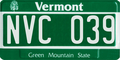 VT license plate NVC039