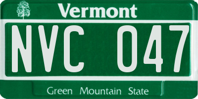 VT license plate NVC047