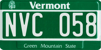VT license plate NVC058