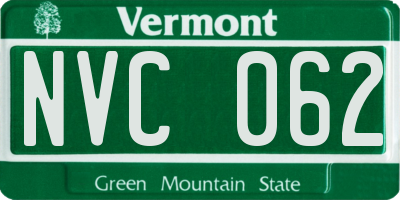 VT license plate NVC062