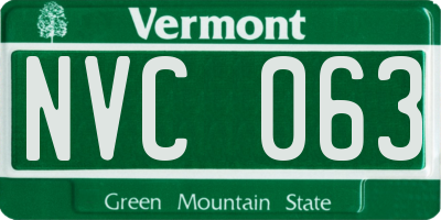 VT license plate NVC063
