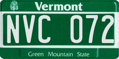 VT license plate NVC072