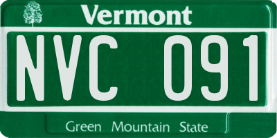 VT license plate NVC091