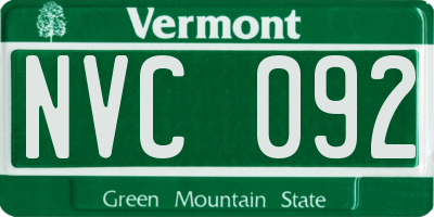 VT license plate NVC092