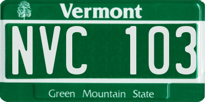 VT license plate NVC103
