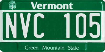 VT license plate NVC105