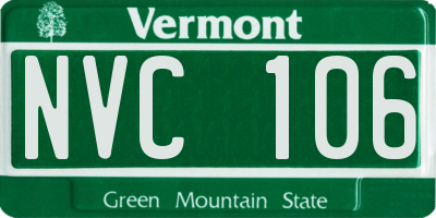 VT license plate NVC106