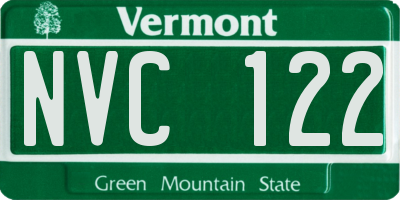 VT license plate NVC122
