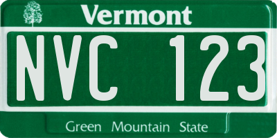 VT license plate NVC123