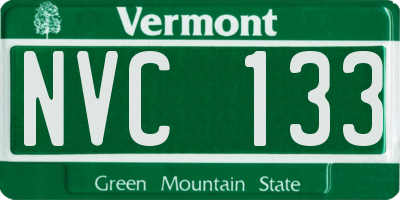 VT license plate NVC133