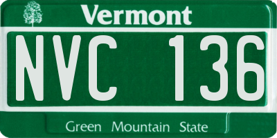 VT license plate NVC136