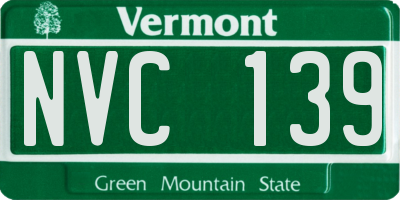 VT license plate NVC139