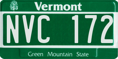 VT license plate NVC172