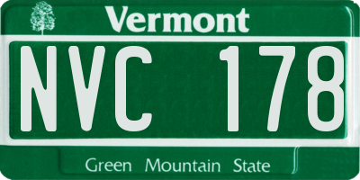 VT license plate NVC178