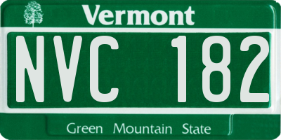 VT license plate NVC182