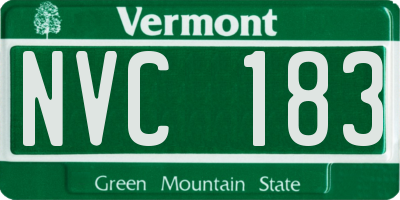VT license plate NVC183