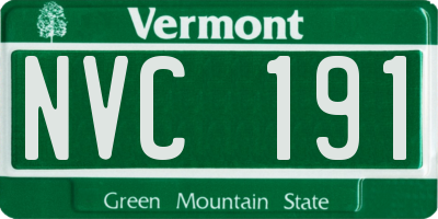 VT license plate NVC191